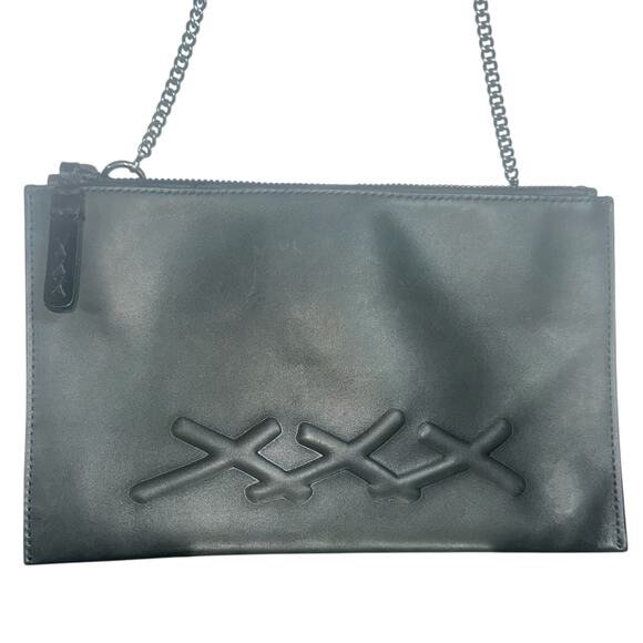 Ermenegildo Zegna XXX Leather Flat Zip Pouch Gray Crossbody Bag shoulder - Picture 16 of 16